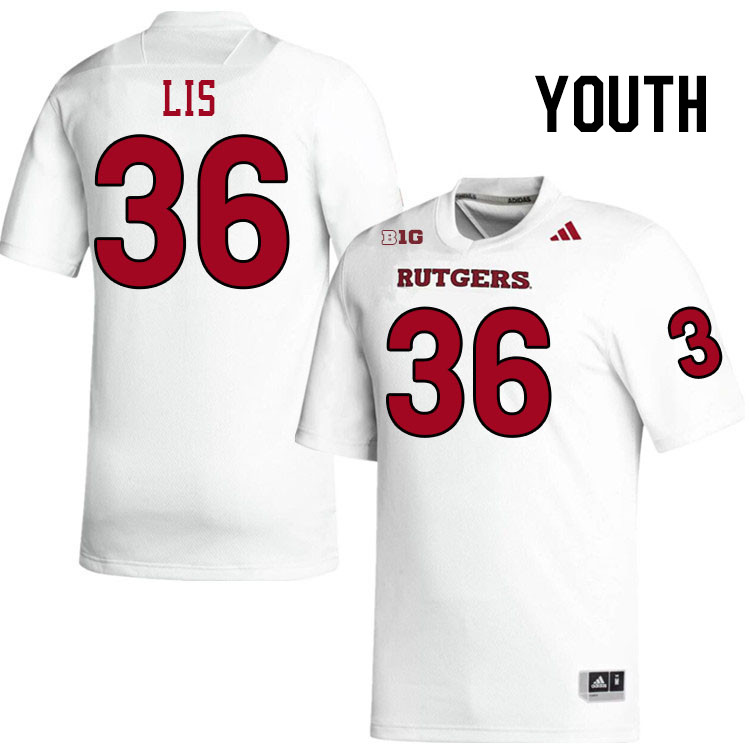 Youth #36 Joey Lis Rutgers Scarlet Knights 2024 College Football Jerseys Stitched-White